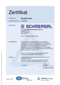 DIN EN ISO 9001: Main certificate including attachment for all production sites: English